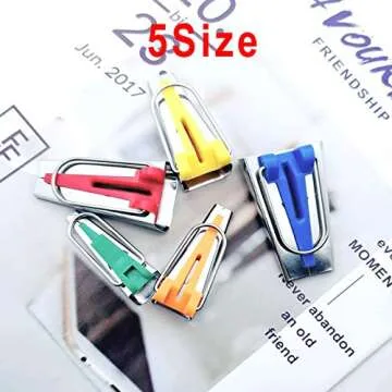 Markeny Sewing Bias Tape Makers Set of 5 Sizes, 6mm 9mm 12mm 18mm 25mm with Ruler and Scissors DIY Quilting Tools Kit