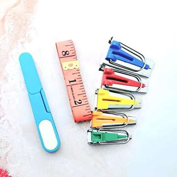 Markeny Sewing Bias Tape Makers Set of 5 Sizes, 6mm 9mm 12mm 18mm 25mm with Ruler and Scissors DIY Quilting Tools Kit
