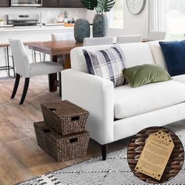 Casafield Set of 2 Water Hyacinth Storage Baskets with Tapered Bottoms and Lids (Medium/Large), Mult...