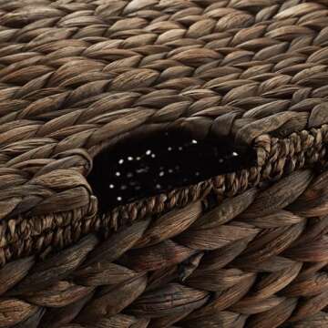 Casafield Set of 2 Water Hyacinth Storage Baskets with Tapered Bottoms and Lids (Medium/Large), Multipurpose Organizers for Bedroom, Bathroom, Laundry, Home Office