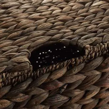 Casafield Set of 2 Water Hyacinth Storage Baskets with Tapered Bottoms and Lids (Medium/Large), Multipurpose Organizers for Bedroom, Bathroom, Laundry, Home Office