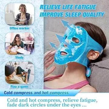 Face Ice Pack Cold Eye Cooling Mask Hot Cold Compress for Puffy Eyes and Face Swelling, Reusable Bea...