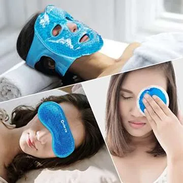 Face Ice Pack Cold Eye Cooling Mask Hot Cold Compress for Puffy Eyes and Face Swelling, Reusable Beads Face Mask Freeze Eye Mask with Soft Plush Backing for Migraine Headache Eyes Stress Relief