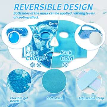 Face Ice Pack Cold Eye Cooling Mask Hot Cold Compress for Puffy Eyes and Face Swelling, Reusable Beads Face Mask Freeze Eye Mask with Soft Plush Backing for Migraine Headache Eyes Stress Relief