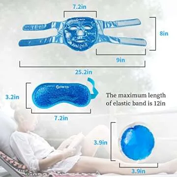 Face Ice Pack Cold Eye Cooling Mask Hot Cold Compress for Puffy Eyes and Face Swelling, Reusable Beads Face Mask Freeze Eye Mask with Soft Plush Backing for Migraine Headache Eyes Stress Relief