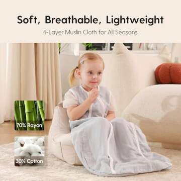 LITTLE SPUD Baby Sleep Sack with Outlast Temperature Regulation, 12-18 Months Baby Sleeping Bag, TOG 1.0 Sleeveless Toddler Sleep Sack, Stretchy Wearable Blanket for Babies, Blue, L 30"-35"