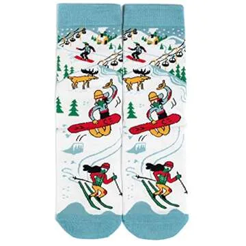 Funny Holiday Socks For Adults and Teens (Gifts For Christmas, Thanksgiving, Valentine's Day, Halloween) (US, Alpha, One Size, Regular, Regular, Life Is Better On The Slopes)