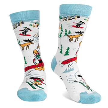 Funny Holiday Socks For Adults and Teens (Gifts For Christmas, Thanksgiving, Valentine's Day, Halloween) (US, Alpha, One Size, Regular, Regular, Life Is Better On The Slopes)