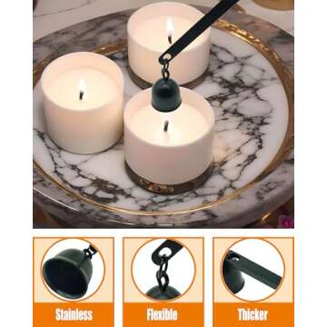 YOUTUOY 5 in1 Candle Accessory Set with Rechargeable Candle Lighter, Candle Wick Trimmer, Candle Wick Snuffer, Candle Wick Dipper, Storage Tray Plate, Candle Care Kit (Matte Black)