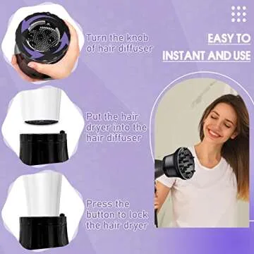 Adjustable Diffuser Attachment for Hair Dryer Hair Suitable for 1.4 inch to 2.6 inch, Diffuser Hair Dryer, Universal Hair Diffuser for Curly Hair, for Fine Thick Natural Wave and Frizzy Hair