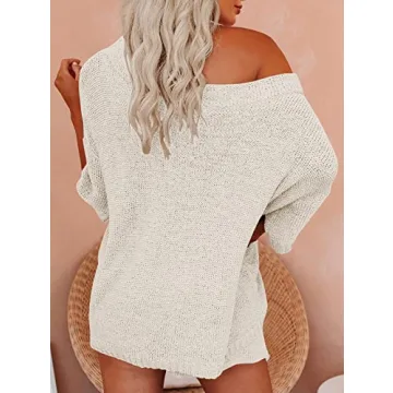 Mafulus Women's Off Shoulder Knit Top Shorts Lounge Set