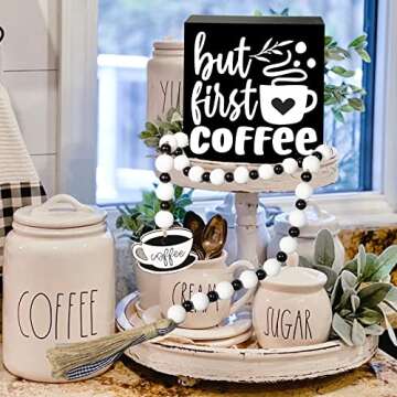 Charming Coffee Bar Decor Set - But First Coffee Sign