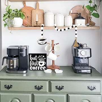 Charming Coffee Bar Decor Set - But First Coffee Sign