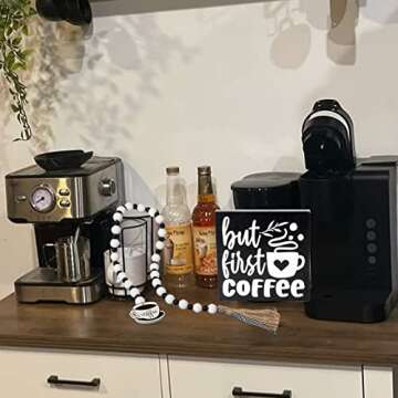 Charming Coffee Bar Decor Set - But First Coffee Sign