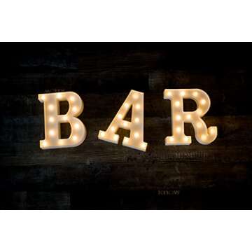 Foaky LED Letter Lights Sign Marquee Light Up Letters Sign for Night Light Wedding/Birthday Party Battery Powered Christmas Lamp Home Bar Decoration(H)
