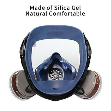 WORK CARE Reusable Gas Mask Respirator with Active Carbon Filter - Organic Vapor Full Face Chemical ...