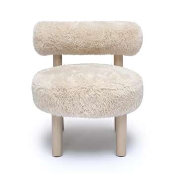 Tov Furniture Carmel Natural Vegan Shearling Accent Chair