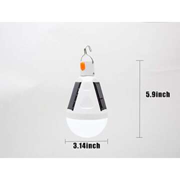 LED Fubayion 12W Solar Light Bulb 6500K Portable Solar Emergency Bulb Waterproof 3 Lighting Modes USB Rechargeable Solar Power Bulb for Power Outage Failure,Camping,Hiking,Outdoor (2pack)