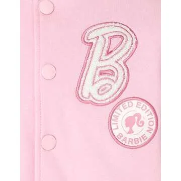 Trendy Barbie Little Girls Varsity Bomber Jacket 4-8