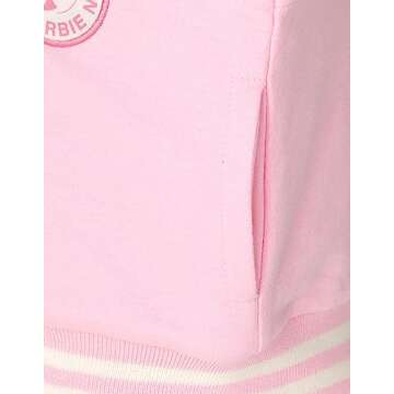 Barbie Little Girls French Terry Varsity Bomber Jacket Pink 7-8