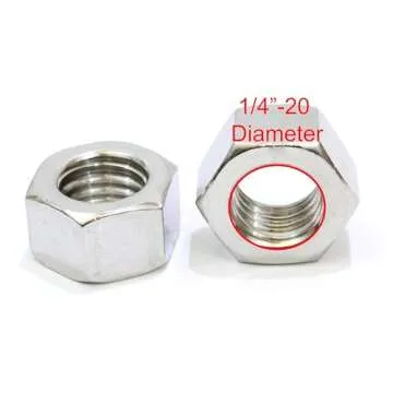 Bolt Dropper 1/4"-20 Stainless Hex Nuts (100 Set), 18-8 (304) Stainless Steel Finish Anti Corrosion Coarse Hex Nut Commercial Grade Hardware Nuts for Boats, Dock, Car by Bolt Dropper