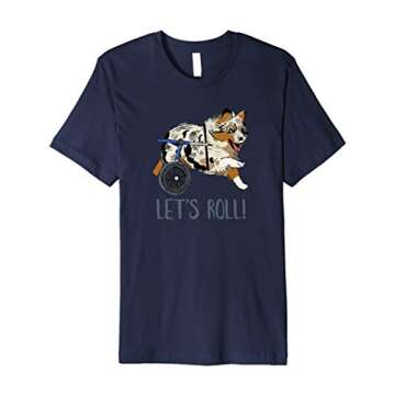Let's Roll Australian Shepherd Dog with Wheelchair Graphic Premium T-Shirt