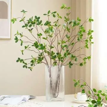 HANDIC 3 Pcs Faux Stems Artificial Branches for Vase Greenery Stems Faux Branches for Vase Plant Artificial Eucalytus Branches Plants (45"/Each Branch) (3, Green)