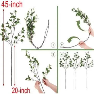 HANDIC 3 Pcs Faux Stems Artificial Branches for Vase Greenery Stems Faux Branches for Vase Plant Artificial Eucalytus Branches Plants (45"/Each Branch) (3, Green)
