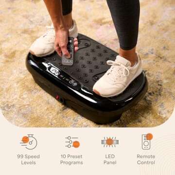 Lifepro Vibration Plate Exercise Machine with Magnetic Acupoints - Full Body Vibration Platform for Beginners and Recovery - Ideal for Lymphatic Drainage Muscle Toning and Overall Fitness