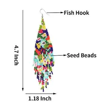 Luluping Bohemian Long Beaded Tassel Earrings for Women