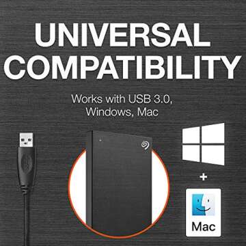 Seagate One Touch, 2TB, Password activated hardware encryption, portable external hard drive, portable external hard drive, PC, Notebook & Mac, USB 3.0, Black (STKY2000400)