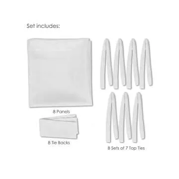 Royale Home Canopy Bed Panels with Top Ties and Tie Backs, White Sheer for All Bed Sizes.