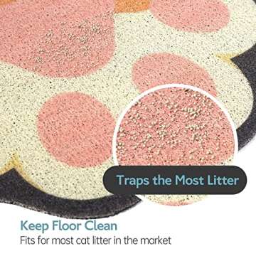 Rarenut Cute Cat Litter Mat – 24"x16" Soft and Easy to Clean