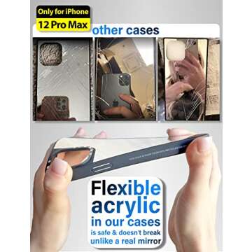 VIROMO Mirror Case (for iPhone 12 Pro Max) with Screen Protectors (2 Pack), Shockproof Soft Corners, Bye Bye Pocket Mirror, Cute Slim case for Girls, Womens