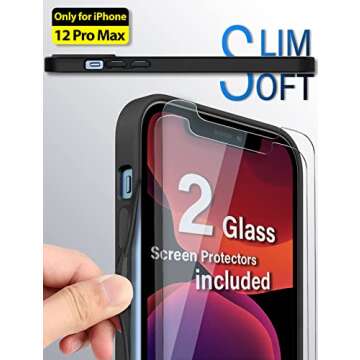 VIROMO Mirror Case (for iPhone 12 Pro Max) with Screen Protectors (2 Pack), Shockproof Soft Corners, Bye Bye Pocket Mirror, Cute Slim case for Girls, Womens