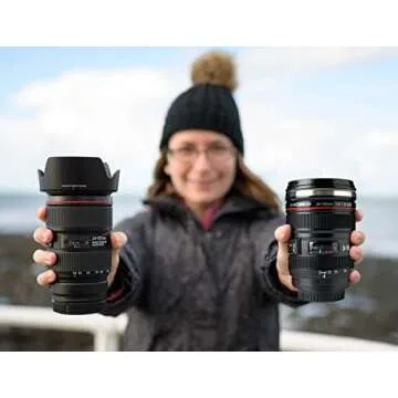Tmango Camera Lens Coffee Mug With Translucent Lid, Camera Lens Mug, Photographer Gifts, Cool Gifts for Photographers Men and Women