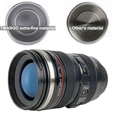 Tmango Camera Lens Coffee Mug With Translucent Lid, Camera Lens Mug, Photographer Gifts, Cool Gifts for Photographers Men and Women