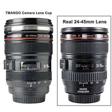 Tmango Camera Lens Coffee Mug With Translucent Lid, Camera Lens Mug, Photographer Gifts, Cool Gifts for Photographers Men and Women