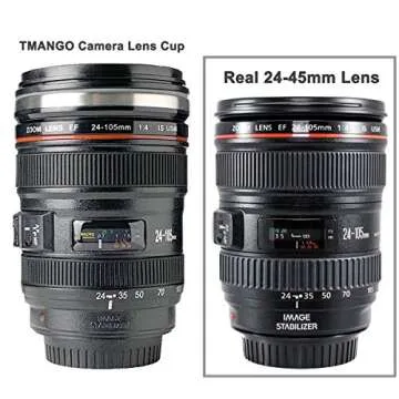 Tmango Camera Lens Coffee Mug With Translucent Lid, Camera Lens Mug, Photographer Gifts, Cool Gifts for Photographers Men and Women