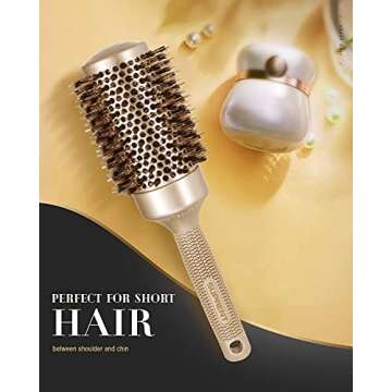SUPRENT Round Brush with Natural Boar Bristles,Nano Thermic Ceramic Coating & Ionic Roller Hairbrush for Blow Drying, Curling&Straightening, Volume&Shine(Upgraded 3.3" & Barrel 2")