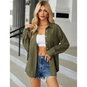 HOTOUCH Women's Lightweight Button Down Shirt with Pocket