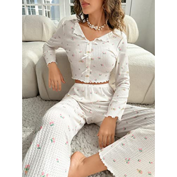 Chic WDIRARA Women's Bow Front Pajama Set for Loungewear