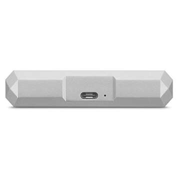 LaCie Mobile Drive 5TB External Hard Drive Portable HDD – Moon Silver USB-C USB 3.0, for Mac and PC Desktop, 1 Month Adobe CC (STHG5000400)