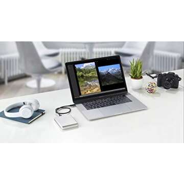 LaCie Mobile Drive 5TB External Hard Drive Portable HDD – Moon Silver USB-C USB 3.0, for Mac and PC Desktop, 1 Month Adobe CC (STHG5000400)