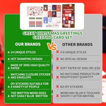 Colorful 28 Pack Christmas Greeting Cards Set