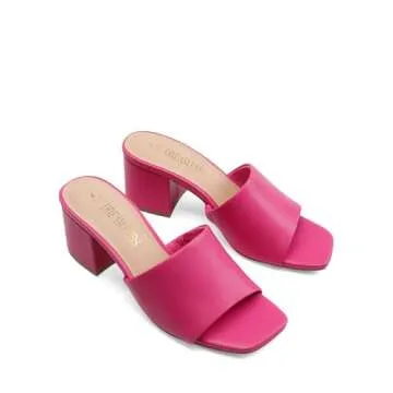 DREAM PAIRS Women's Square Open Toe Low Block Heels