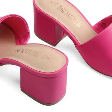 DREAM PAIRS Women's Square Open Toe Low Block Heels