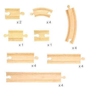 Bigjigs Rail Product Name: Expansion Pack - 24 Pieces Curves and Straights - Compatible with Major R...