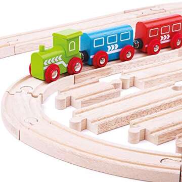 Bigjigs Rail Product Name: Expansion Pack - 24 Pieces Curves and Straights - Compatible with Major Rail Brands