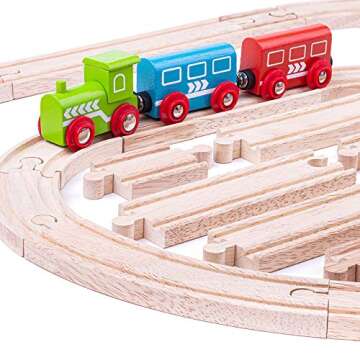 Bigjigs Rail Product Name: Expansion Pack - 24 Pieces Curves and Straights - Compatible with Major Rail Brands
